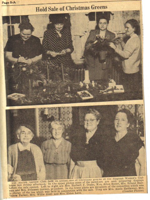 The ladies of Marion Garden Club were featured in the local paper for selling Christmas greens in 1951. BY SIPPICAN HISTORICAL SOCIETY